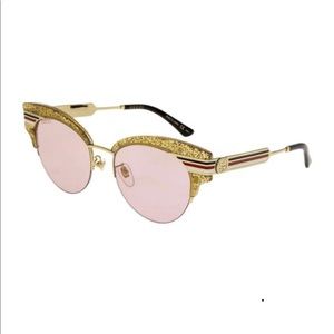 Gold glitter pink metal Cateye sunglasses